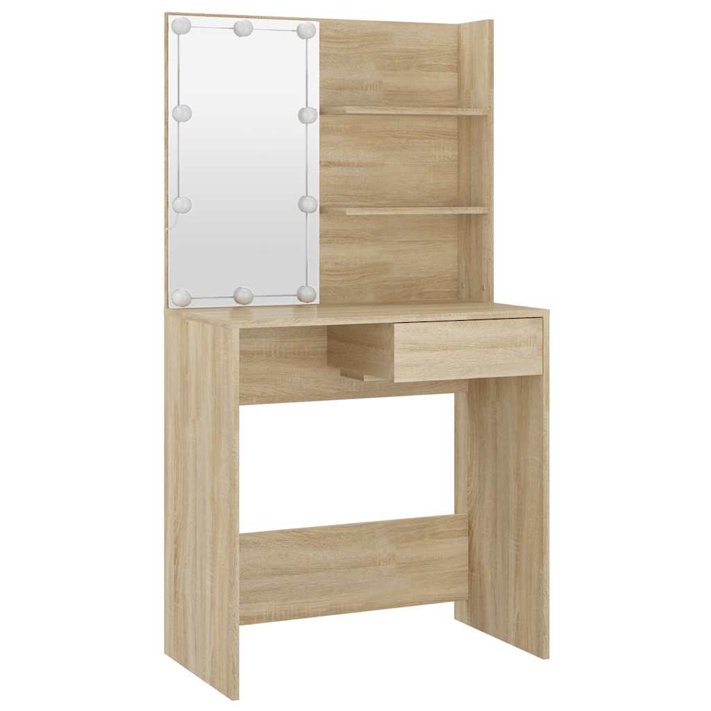 Coiffeuse avec LED chêne sonoma 74,5x40x141cm bois d'ingénierie - XIOS