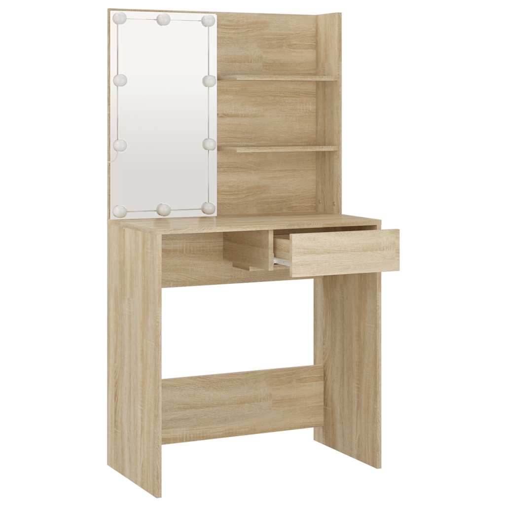 Coiffeuse avec LED chêne sonoma 74,5x40x141cm bois d'ingénierie - XIOS