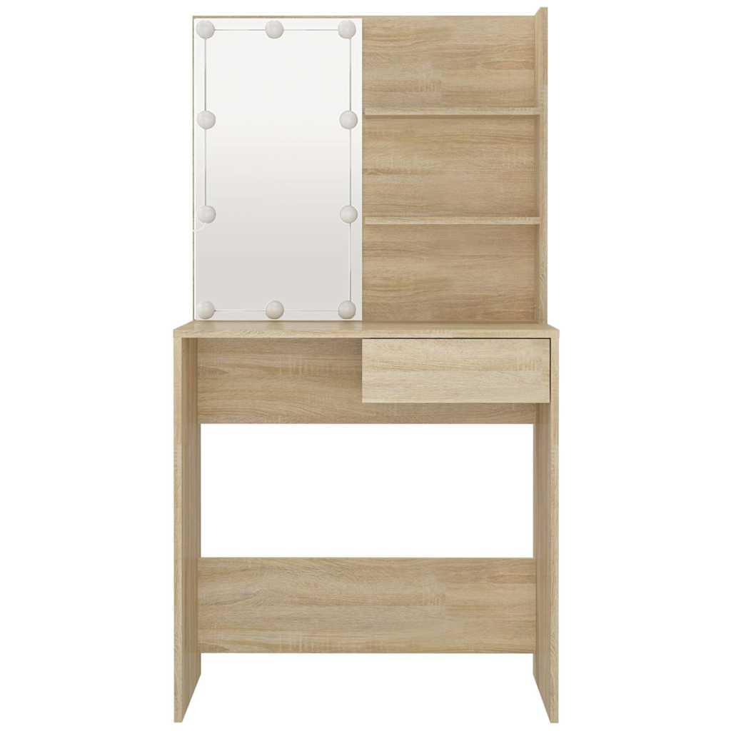 Coiffeuse avec LED chêne sonoma 74,5x40x141cm bois d'ingénierie - XIOS