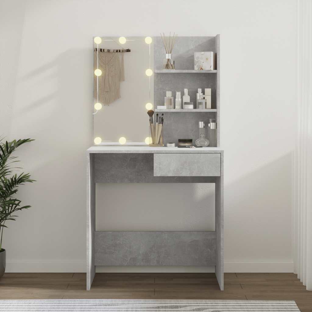 Coiffeuse avec LED Gris béton 74,5x40x141 cm - XIOS