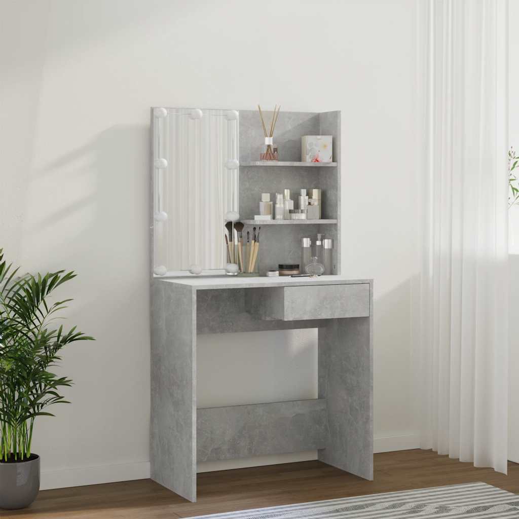 Coiffeuse avec LED Gris béton 74,5x40x141 cm - XIOS