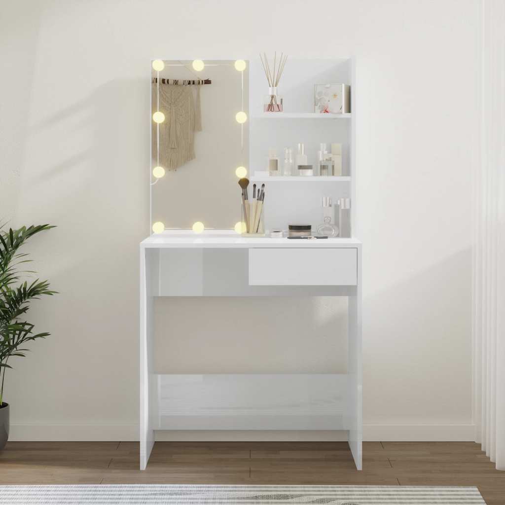 Coiffeuse avec LED Blanc brillant 74,5x40x141 cm - XIOS