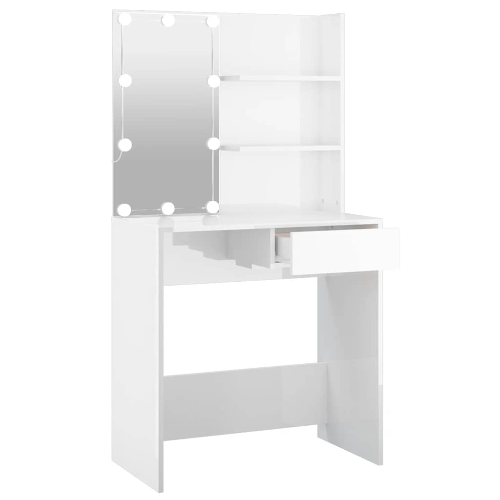 Coiffeuse avec LED Blanc brillant 74,5x40x141 cm - XIOS