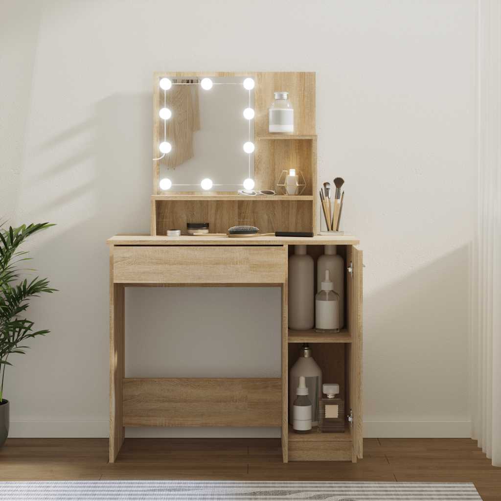 Coiffeuse avec LED chêne sonoma 86,5x35x136 cm - XIOS