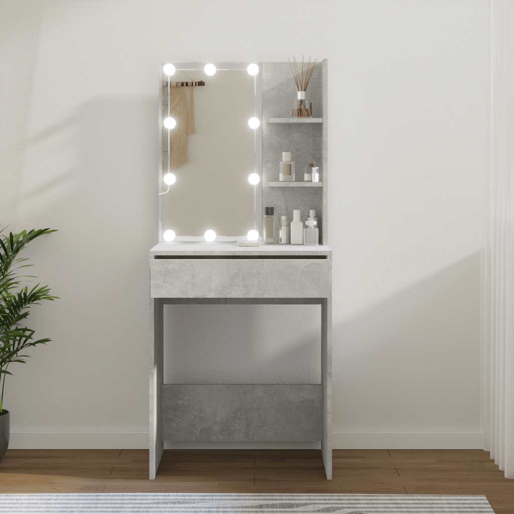 Coiffeuse avec LED Gris béton 60x40x140 cm - XIOS