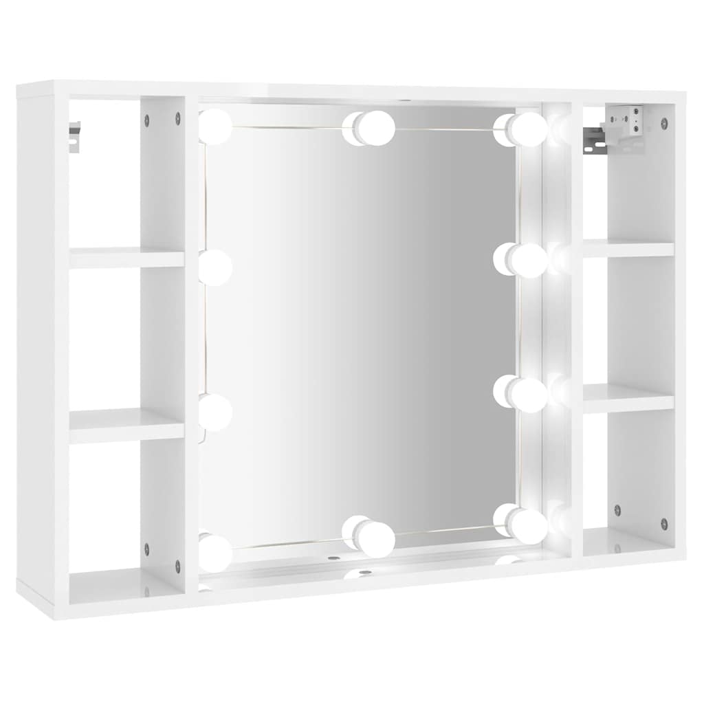 Armoire de miroir avec LED Blanc brillant 76x15x55 cm - XIOS