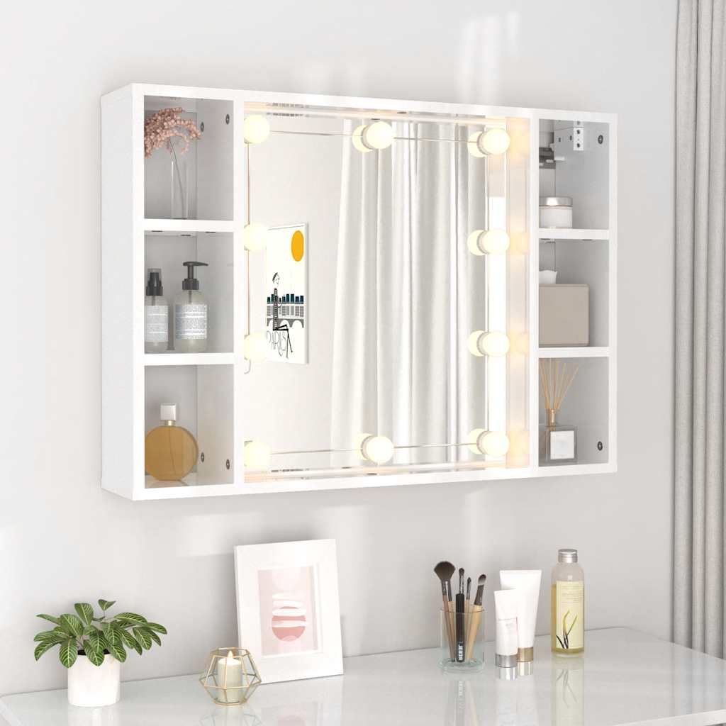 Armoire de miroir avec LED Blanc brillant 76x15x55 cm - XIOS
