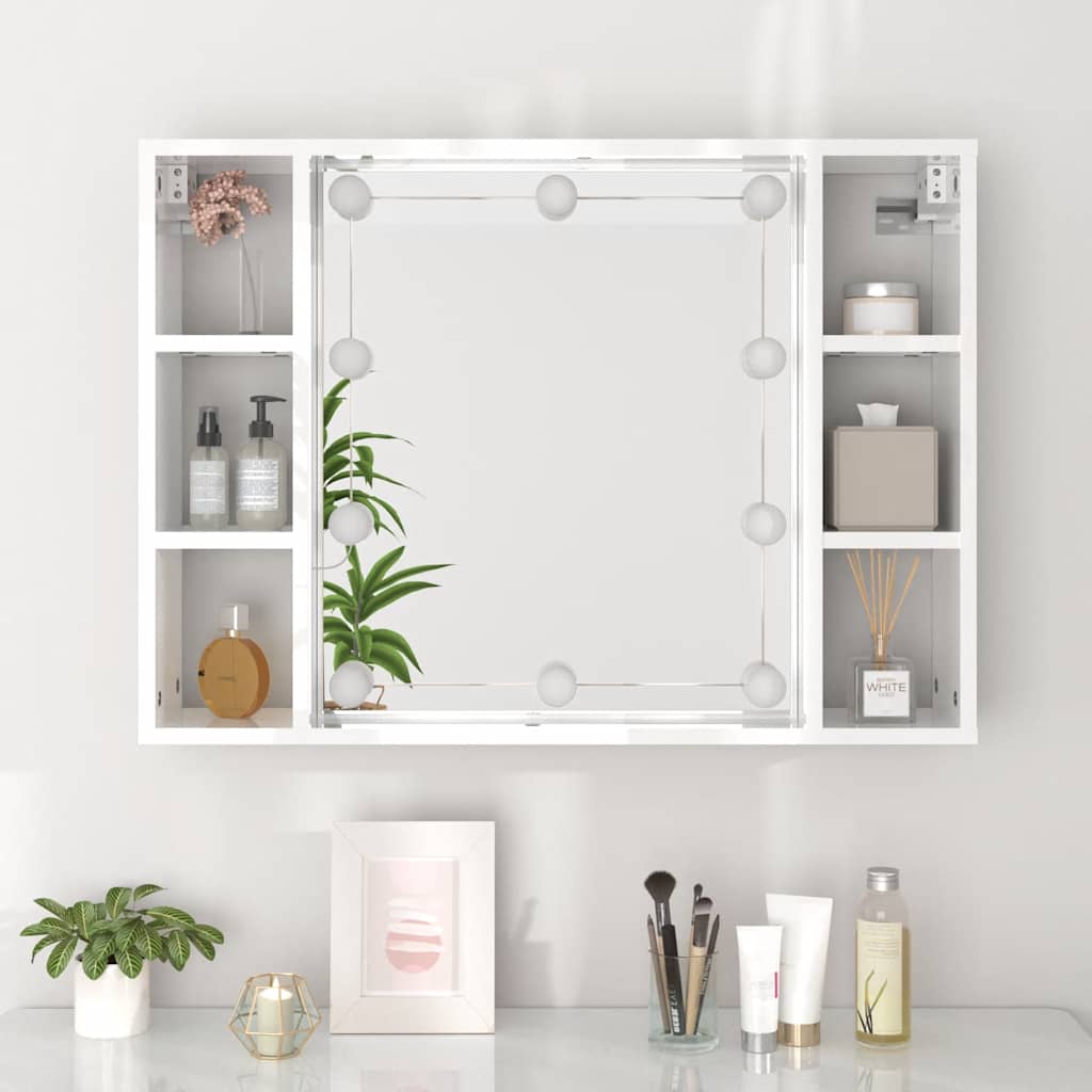 Armoire de miroir avec LED Blanc brillant 76x15x55 cm - XIOS