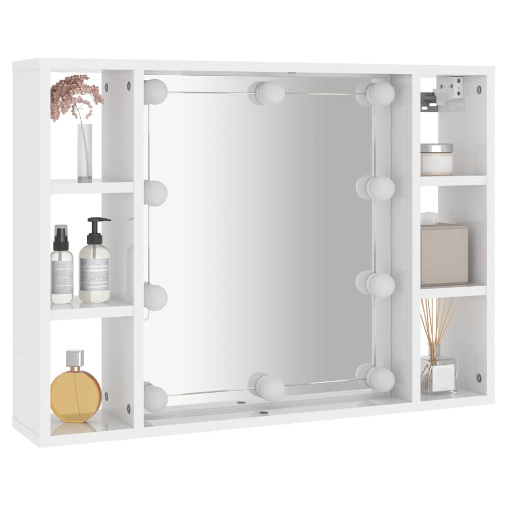 Armoire de miroir avec LED Blanc brillant 76x15x55 cm - XIOS