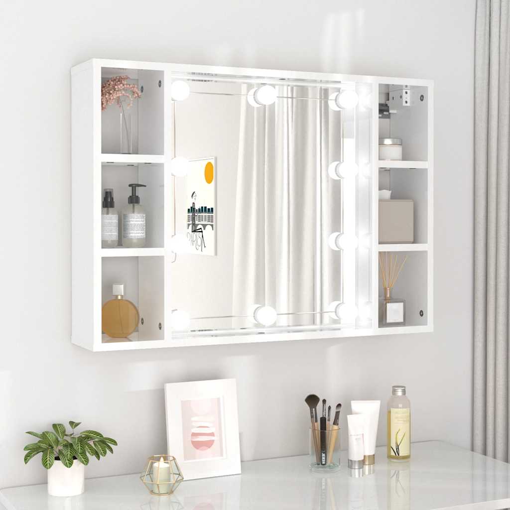Armoire de miroir avec LED Blanc brillant 76x15x55 cm - XIOS