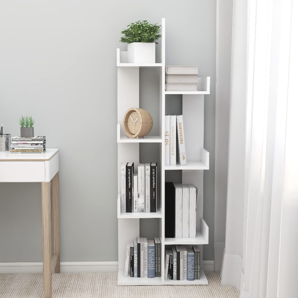 Bibliothèque Blanc 48x25,5x140 cm Bois d’ingénierie - XIOS