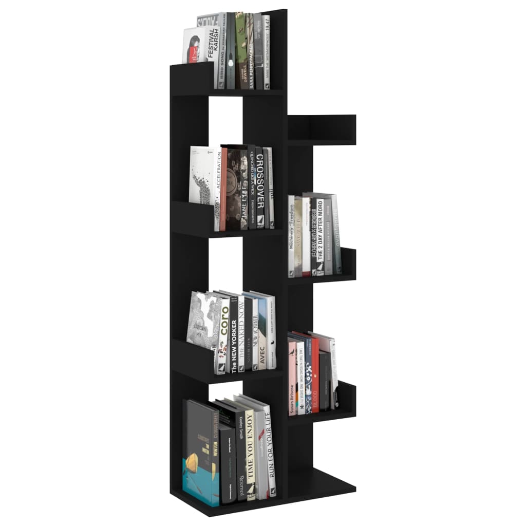 Bibliothèque Noir 48x25,5x140 cm Bois d’ingénierie - XIOS