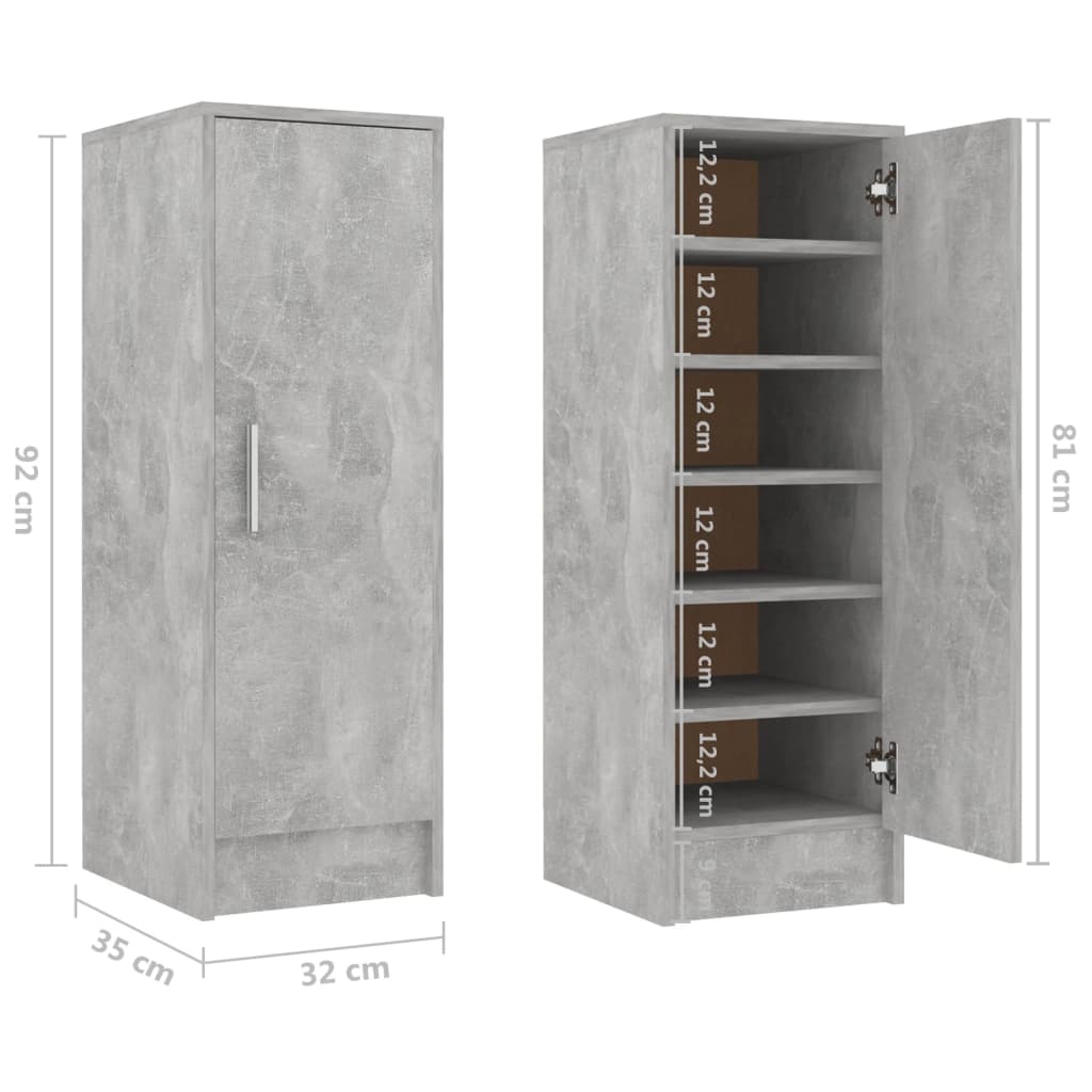Armoire à chaussures Gris béton 32x35x92 cm Bois d’ingénierie - XIOS