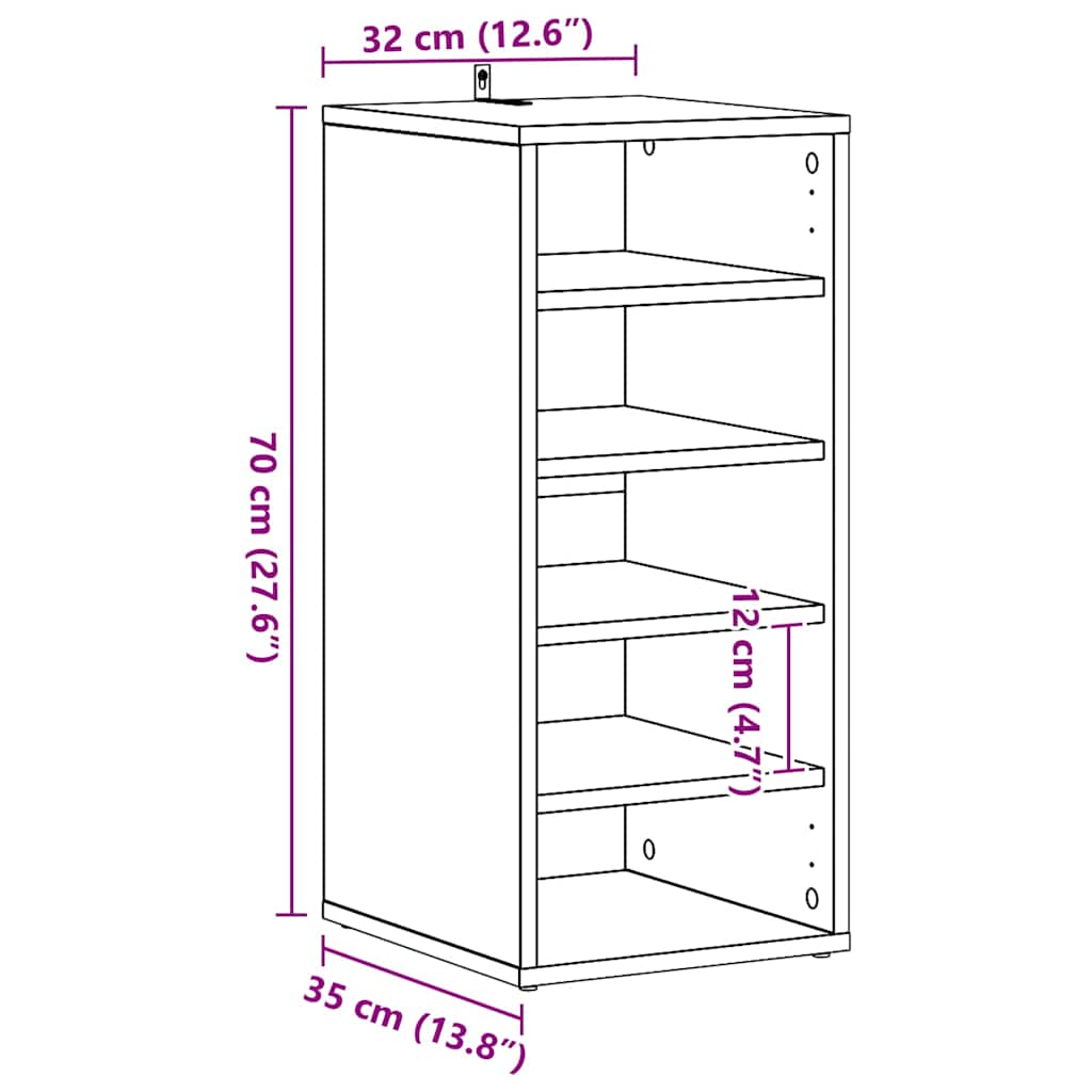 Armoire à chaussures Gris béton 31,5x35x70 cm Bois d'ingénierie - XIOS