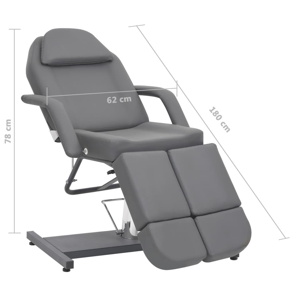Chaise de traitement de beauté Similicuir Gris 180x62x78 cm