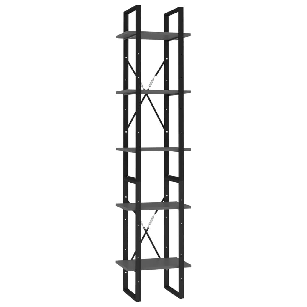 Bibliothèque à 5 niveaux Gris 40x30x175 cm Bois ingénierie - XIOS