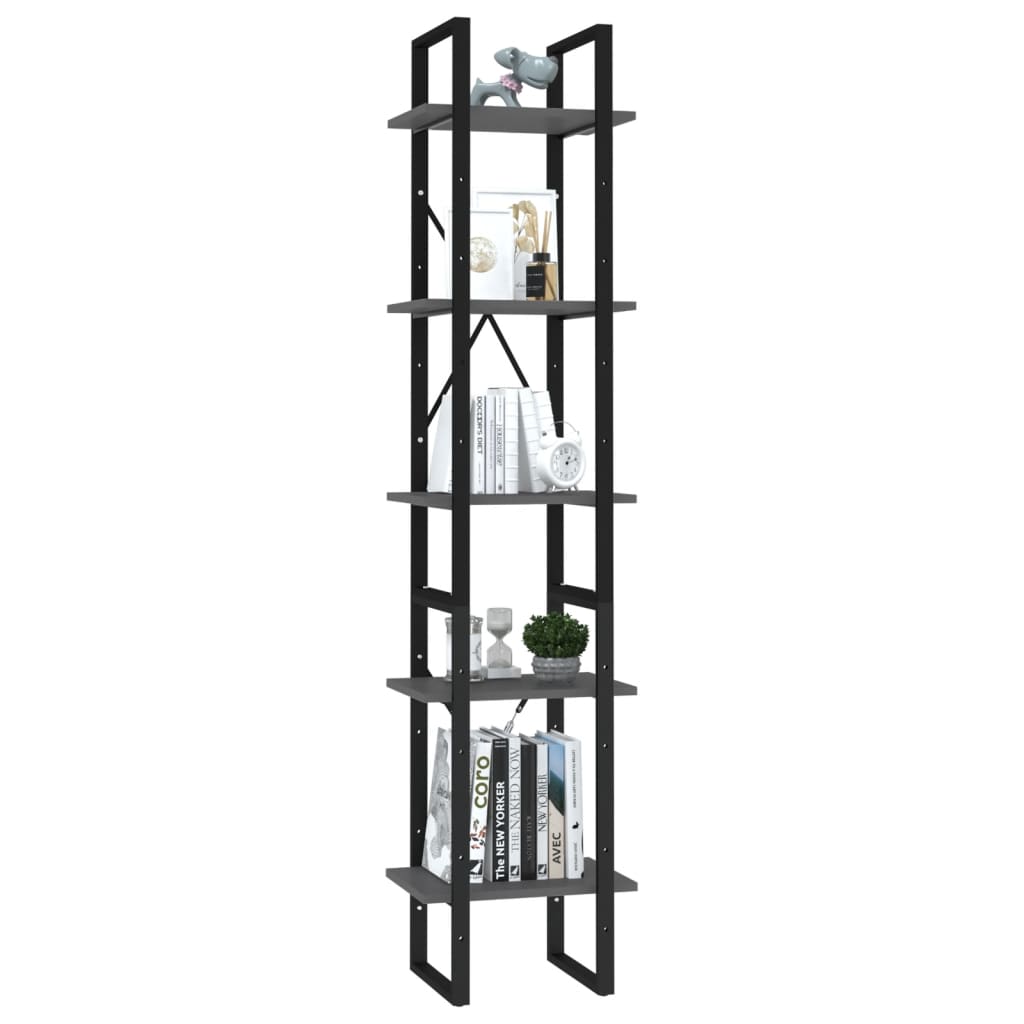 Bibliothèque à 5 niveaux Gris 40x30x175 cm Bois ingénierie - XIOS