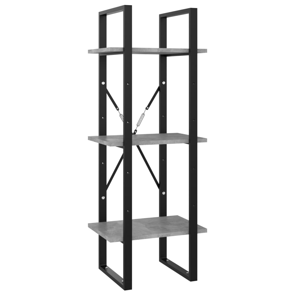 Bibliothèque à 5 niveaux Gris béton 40x30x175cm Bois ingénierie - XIOS
