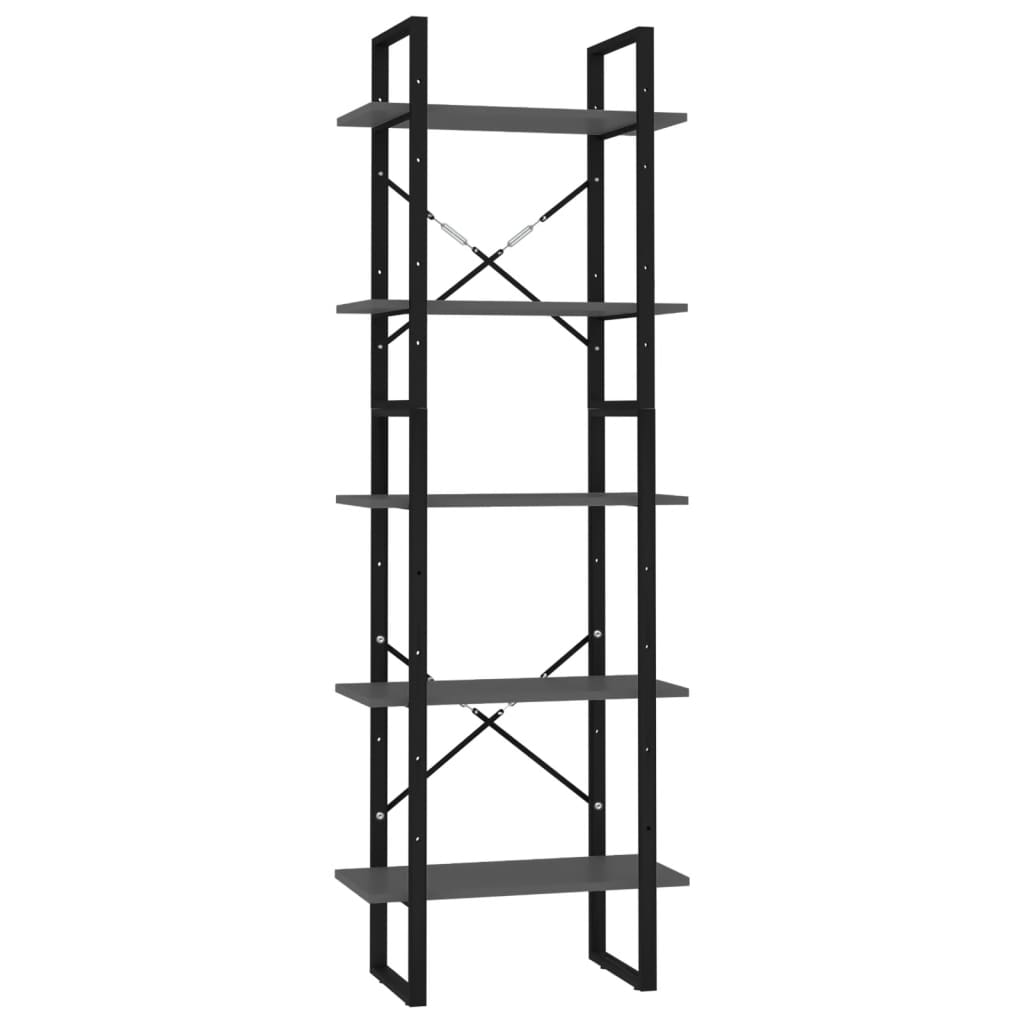 Bibliothèque à 5 niveaux Gris 60x30x175 cm Bois ingénierie - XIOS