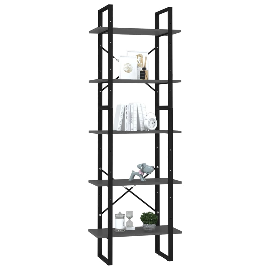 Bibliothèque à 5 niveaux Gris 60x30x175 cm Bois ingénierie - XIOS