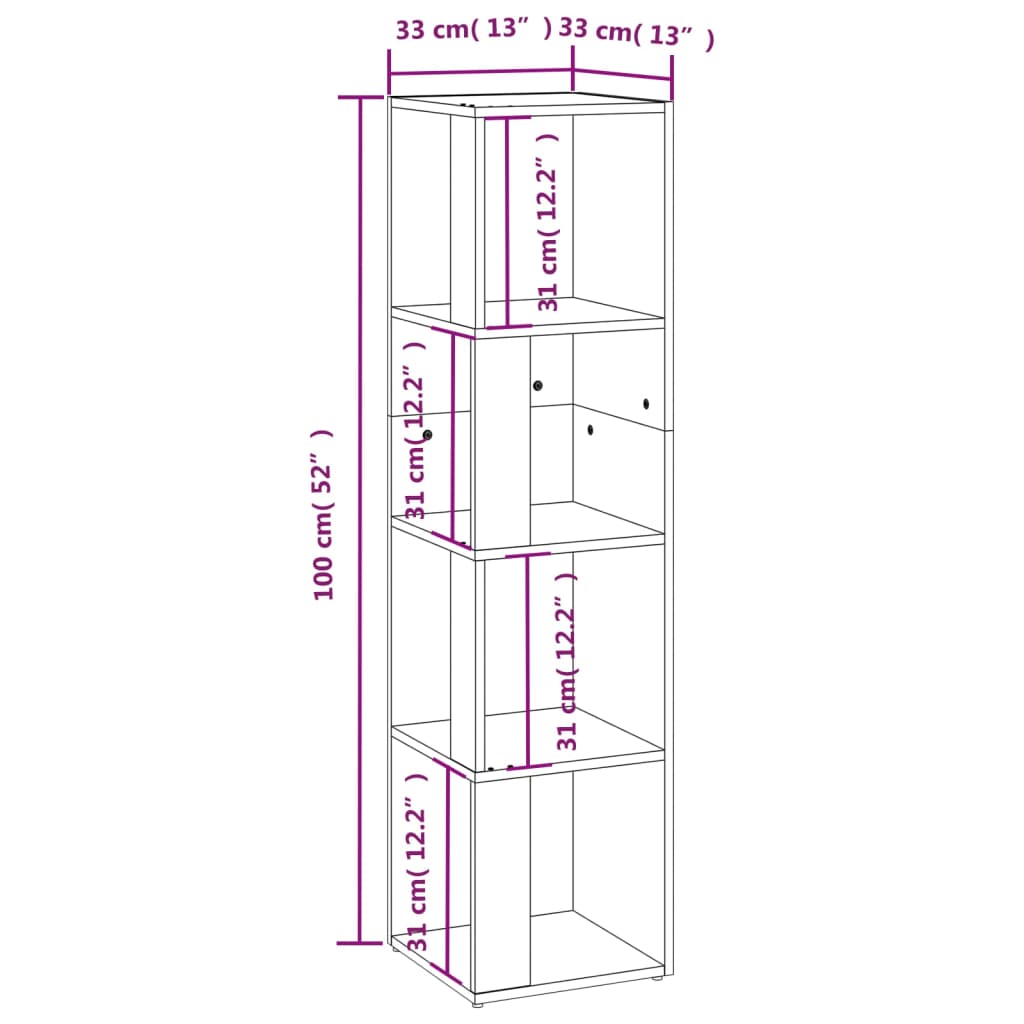 Armoire d'angle Gris béton 33x33x132 cm Aggloméré - XIOS