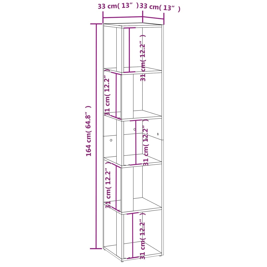 Armoire d'angle Noir 33x33x164,5 cm Bois d'ingénierie - XIOS