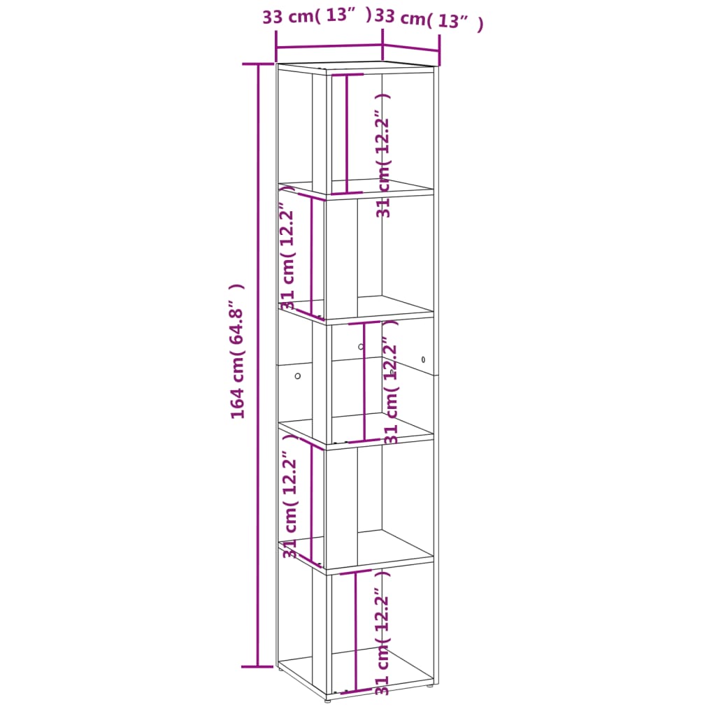 Armoire d'angle Gris béton 33x33x164,5 cm Bois d'ingénierie - XIOS