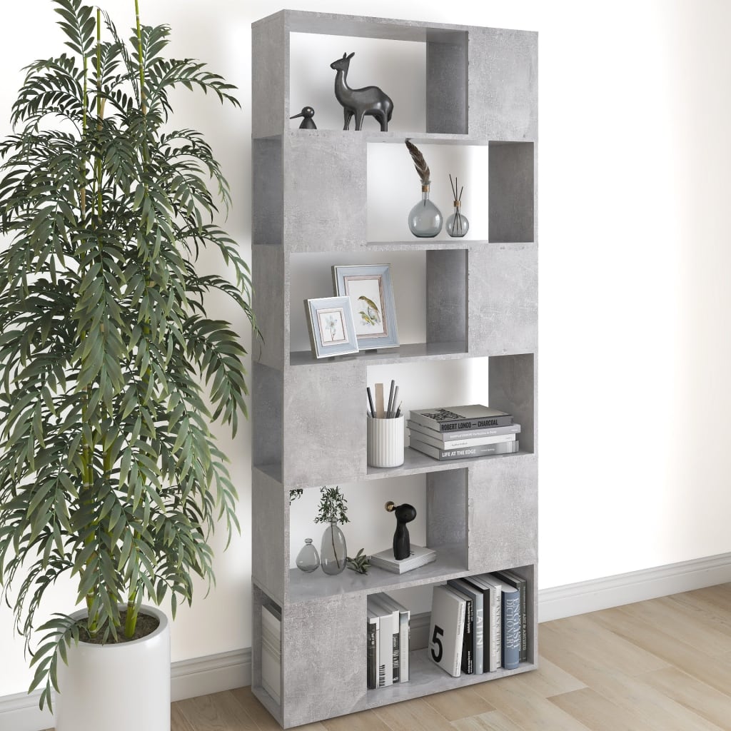 Bibliothèque/Séparateur de pièce Gris béton Bois d'ingénierie - XIOS