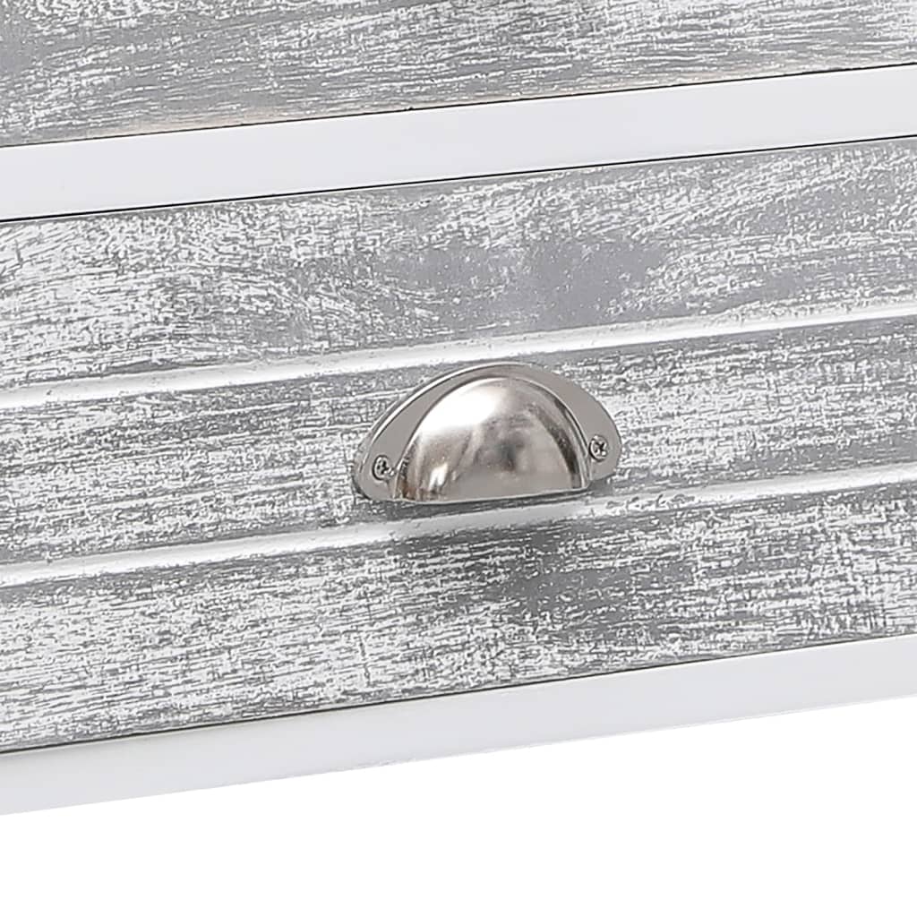 Meuble TV Blanc et gris 108x30x40 cm Bois de Paulownia solide - XIOS