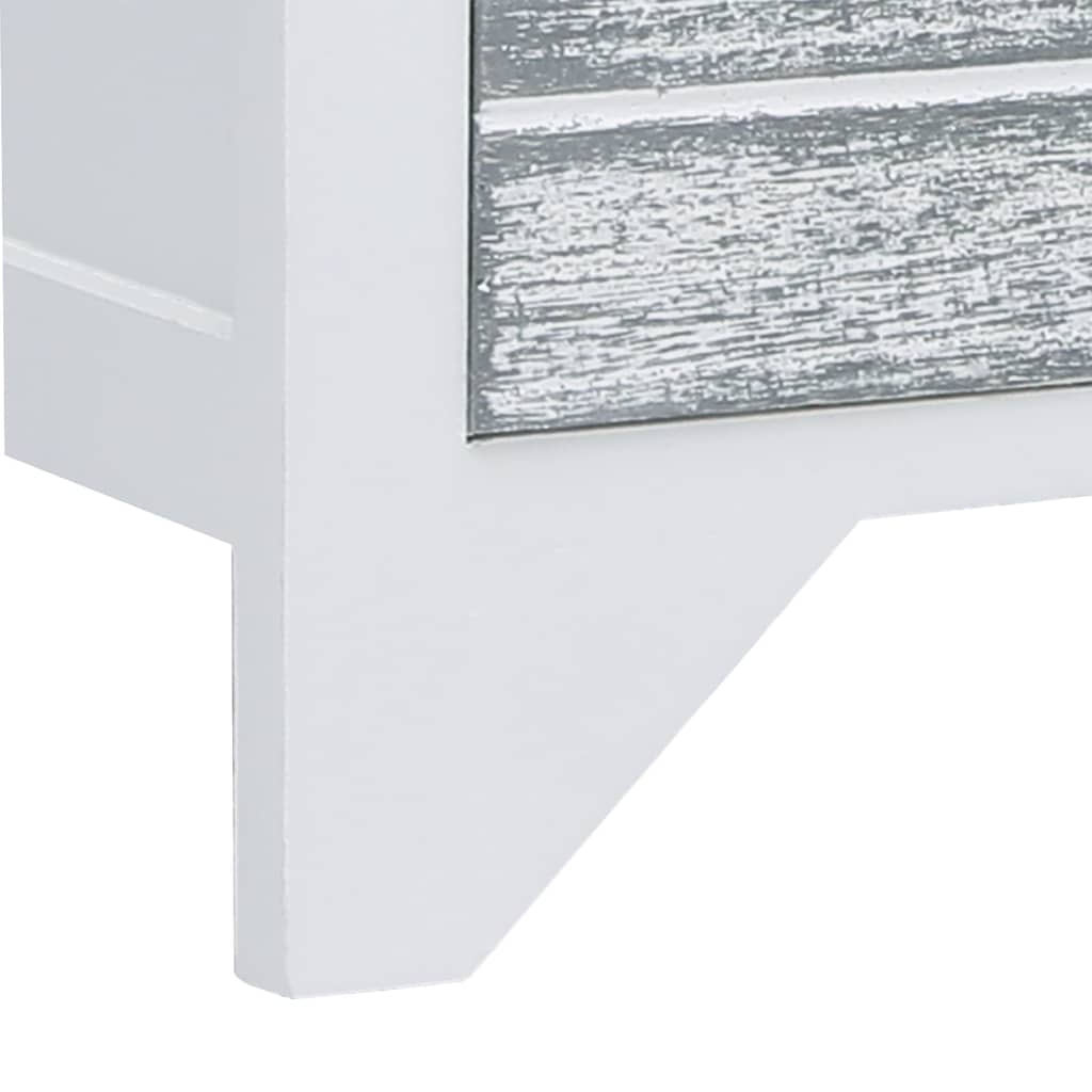 Meuble TV Blanc et gris 108x30x40 cm Bois de Paulownia solide - XIOS