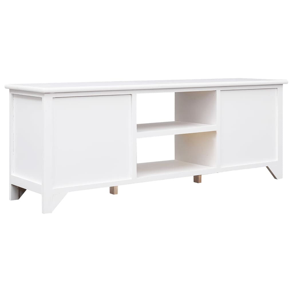 Meuble TV Blanc 108x30x40 cm Bois de Paulownia solide - XIOS