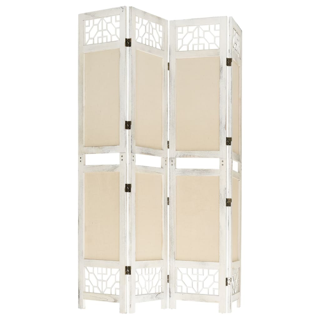 Cloison de séparation 4 panneaux Crème 140x165 cm Tissu - XIOS