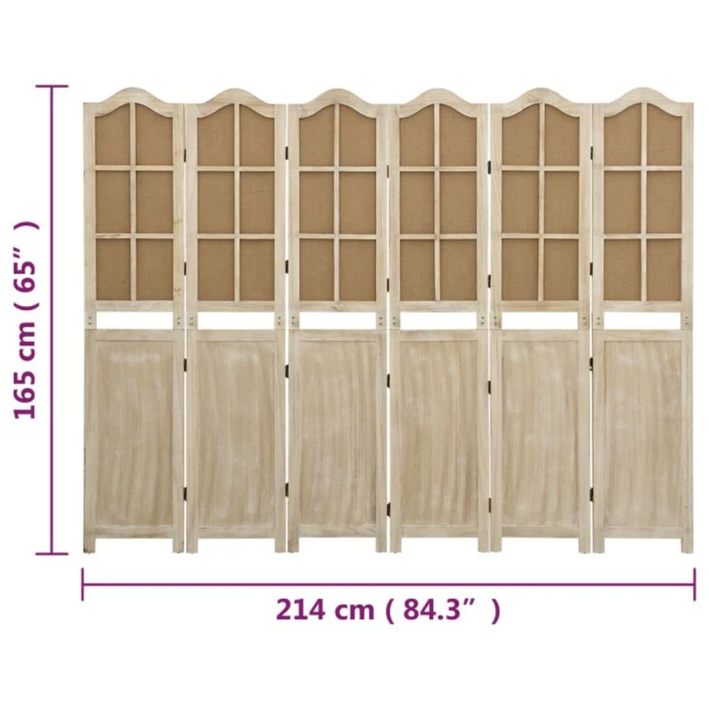 Cloison de séparation 6 panneaux Marron 214x165 cm Tissu - XIOS