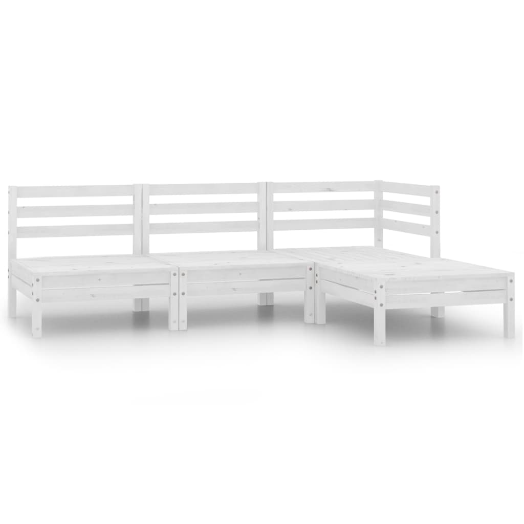 Salon de jardin 4 pcs Bois de pin massif Blanc - XIOS