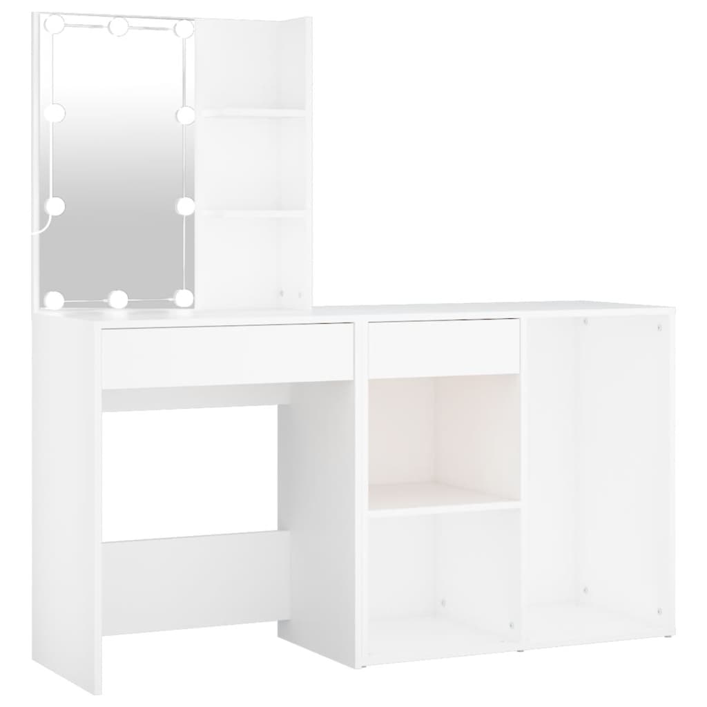 Coiffeuse à LED avec armoire Blanc Bois d'ingénierie - XIOS