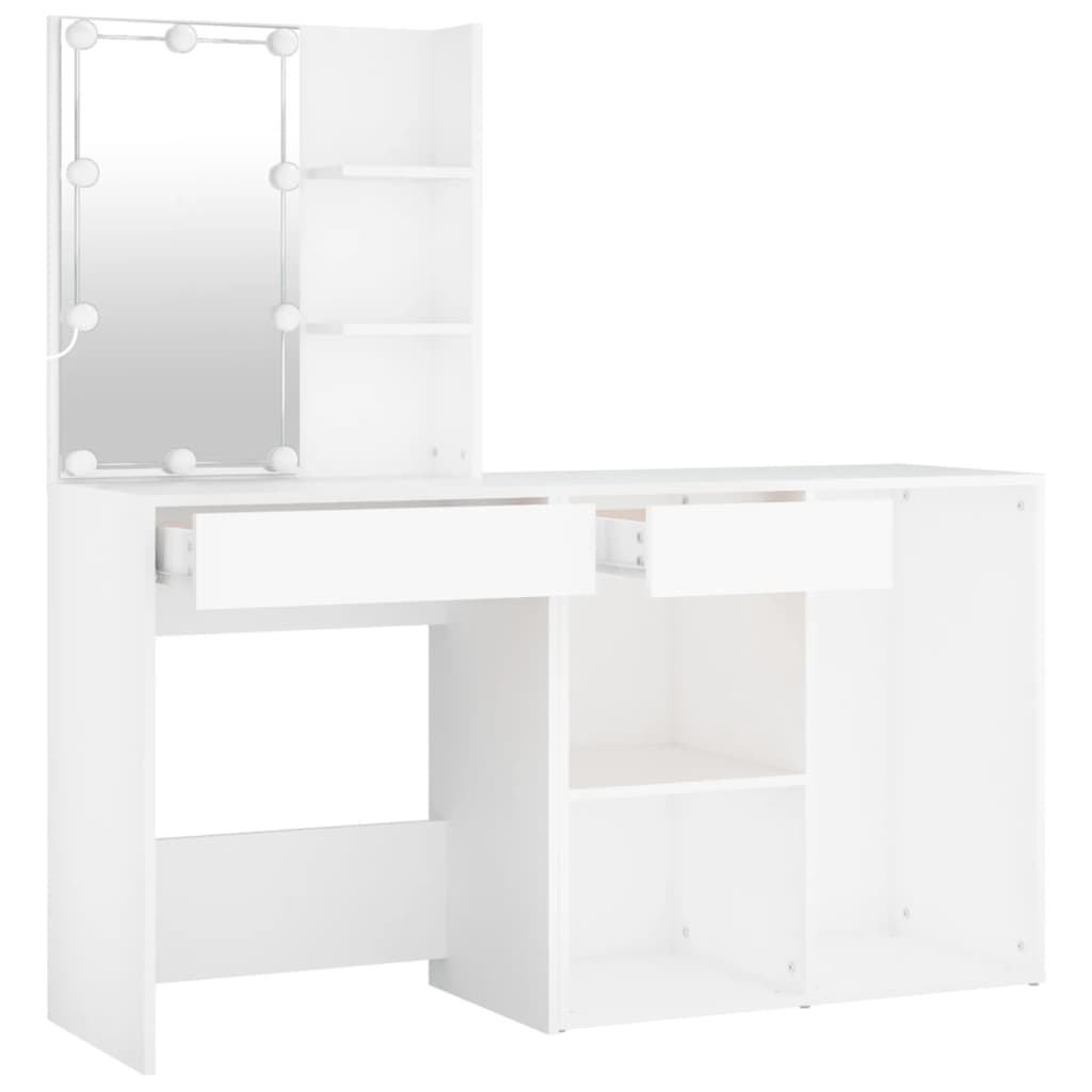 Coiffeuse à LED avec armoire Blanc Bois d'ingénierie - XIOS