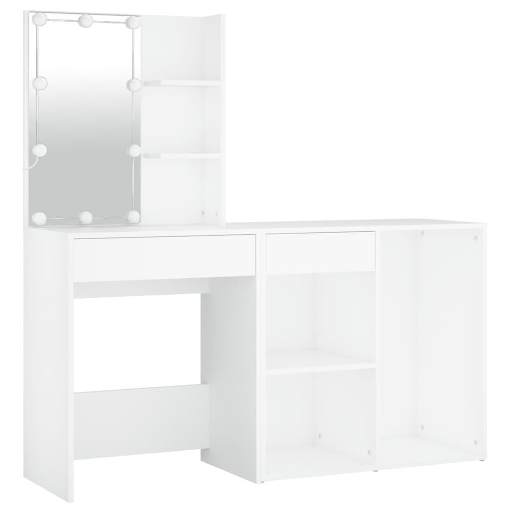 Coiffeuse à LED avec armoire Blanc Bois d'ingénierie - XIOS