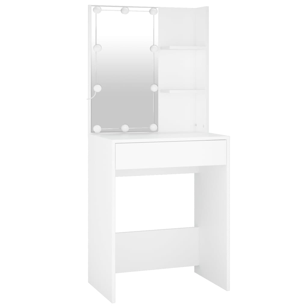 Coiffeuse à LED avec armoire Blanc Bois d'ingénierie - XIOS