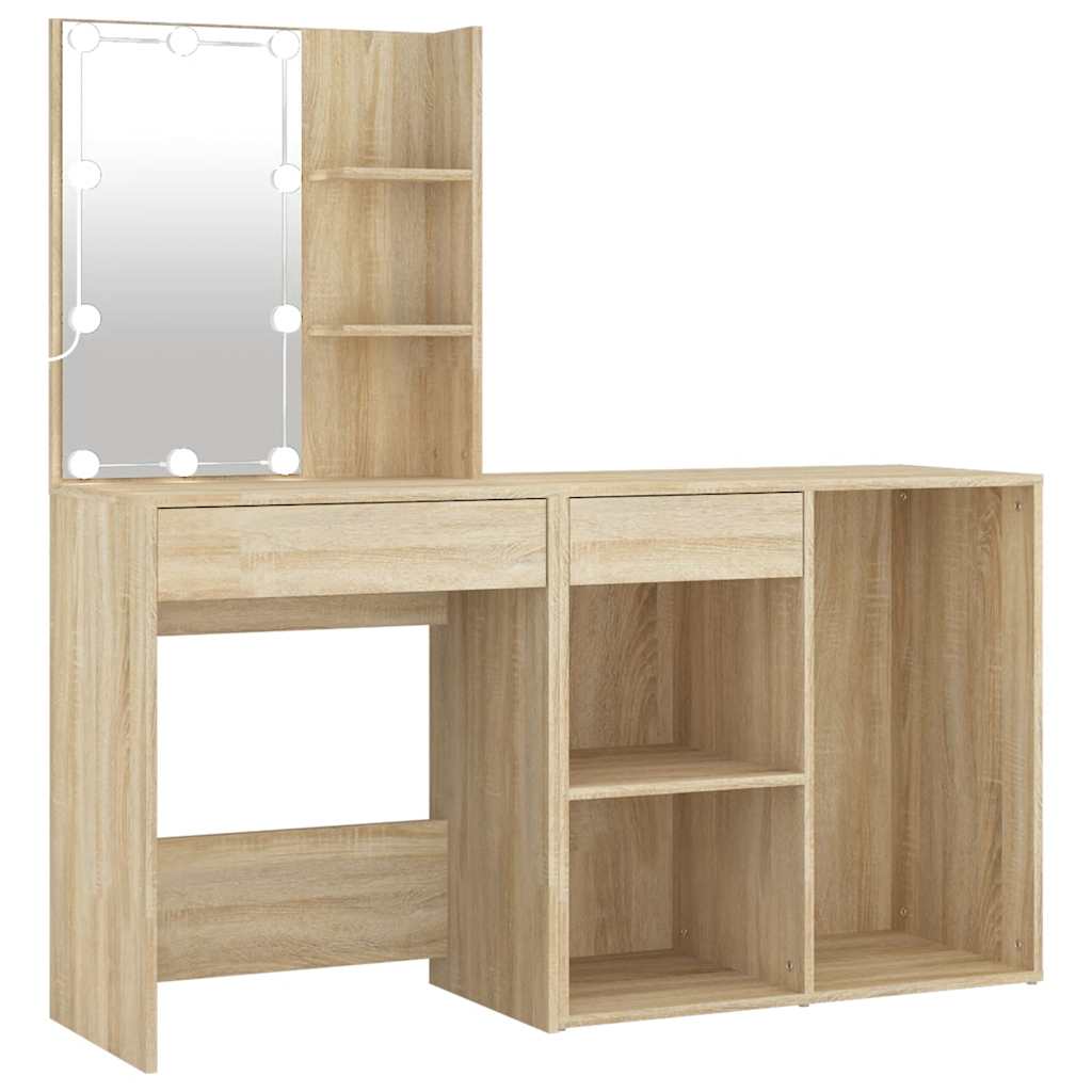 Coiffeuse à LED avec armoire Chêne sonoma Bois d'ingénierie - XIOS