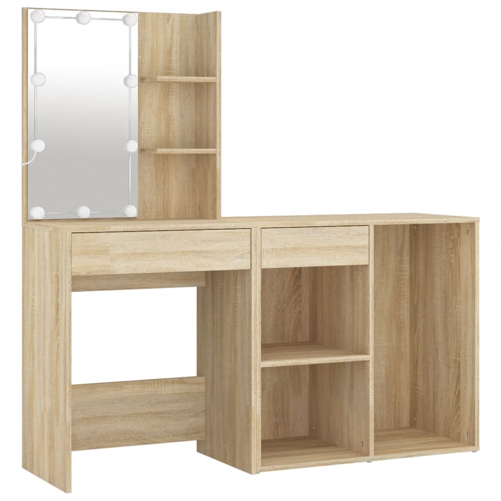 Coiffeuse à LED avec armoire Chêne sonoma Bois d'ingénierie - XIOS