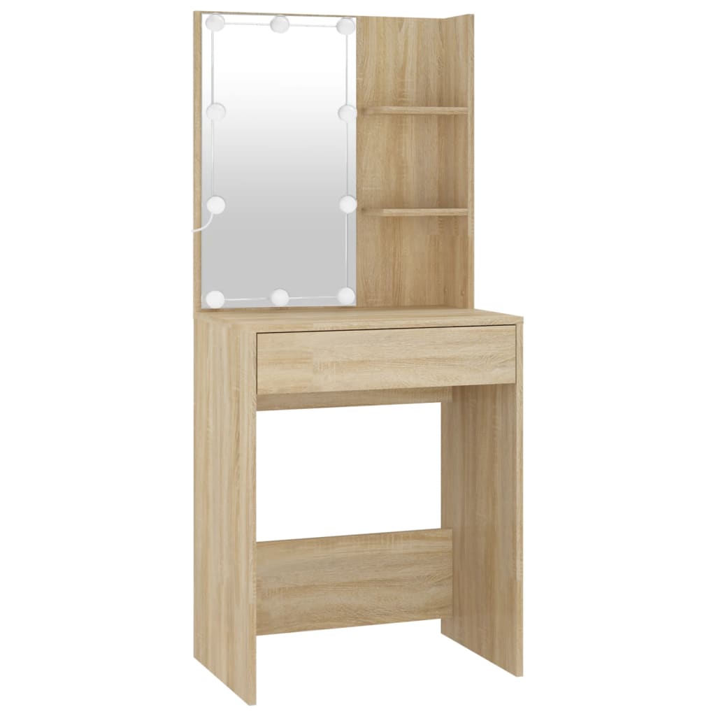 Coiffeuse à LED avec armoire Chêne sonoma Bois d'ingénierie - XIOS