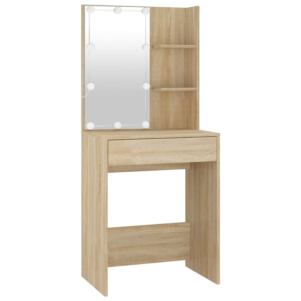 Coiffeuse à LED avec 2 armoires Chêne sonoma Bois d'ingénierie - XIOS