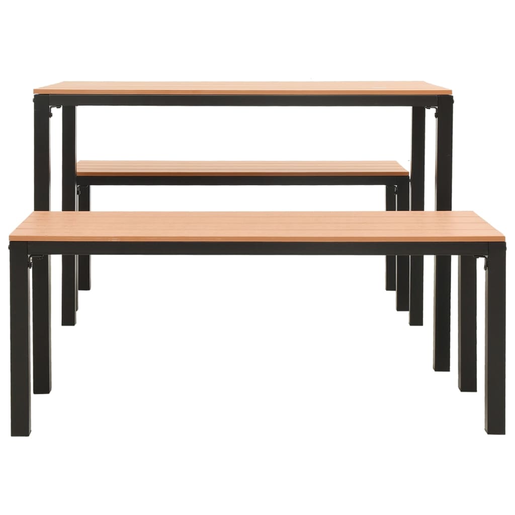 Ensemble à manger de jardin 3 pcs acier et WPC marron et noir
