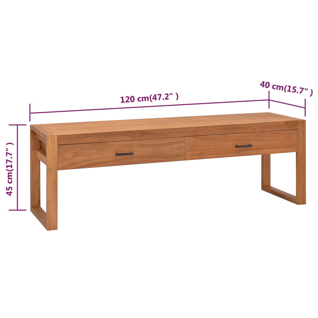 Meuble TV 120x40x45 cm Bois de teck solide - XIOS