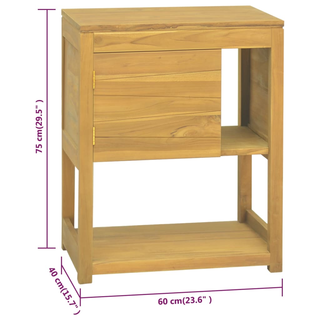 Armoire de salle de bain 60x40x75 cm bois de teck solide - XIOS