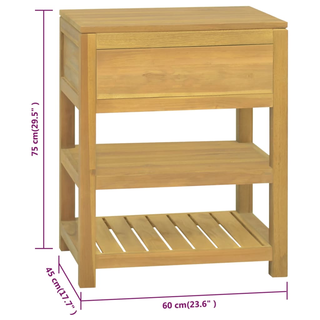 Armoire de salle de bain 60x45x75 cm Bois de teck solide - XIOS