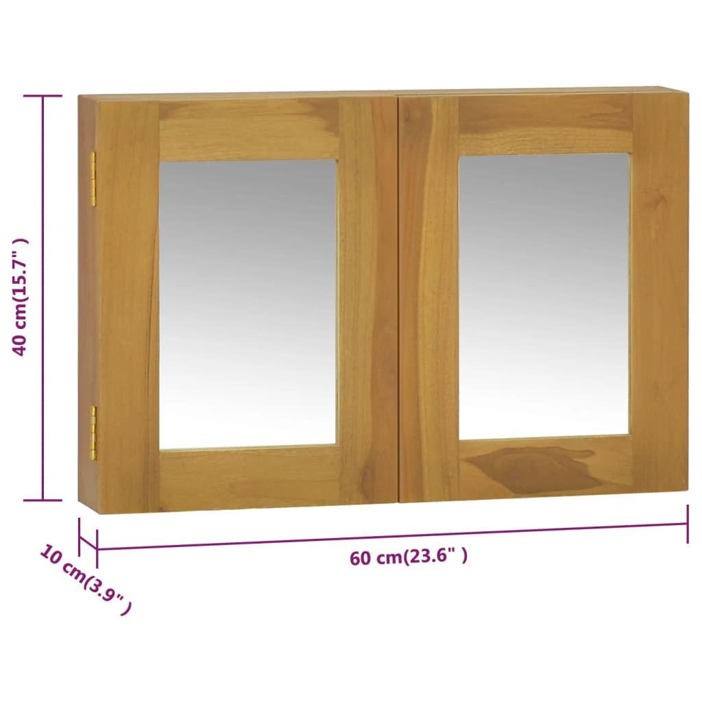 Armoire à miroir 60x10x40 cm Bois de teck solide - XIOS