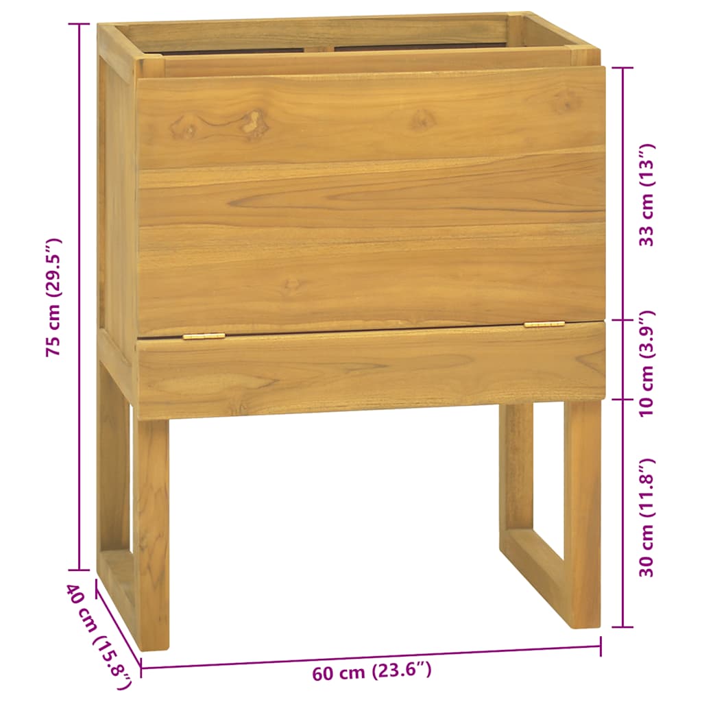 Armoire de salle de bain 60x40x75 cm bois de teck solide - XIOS