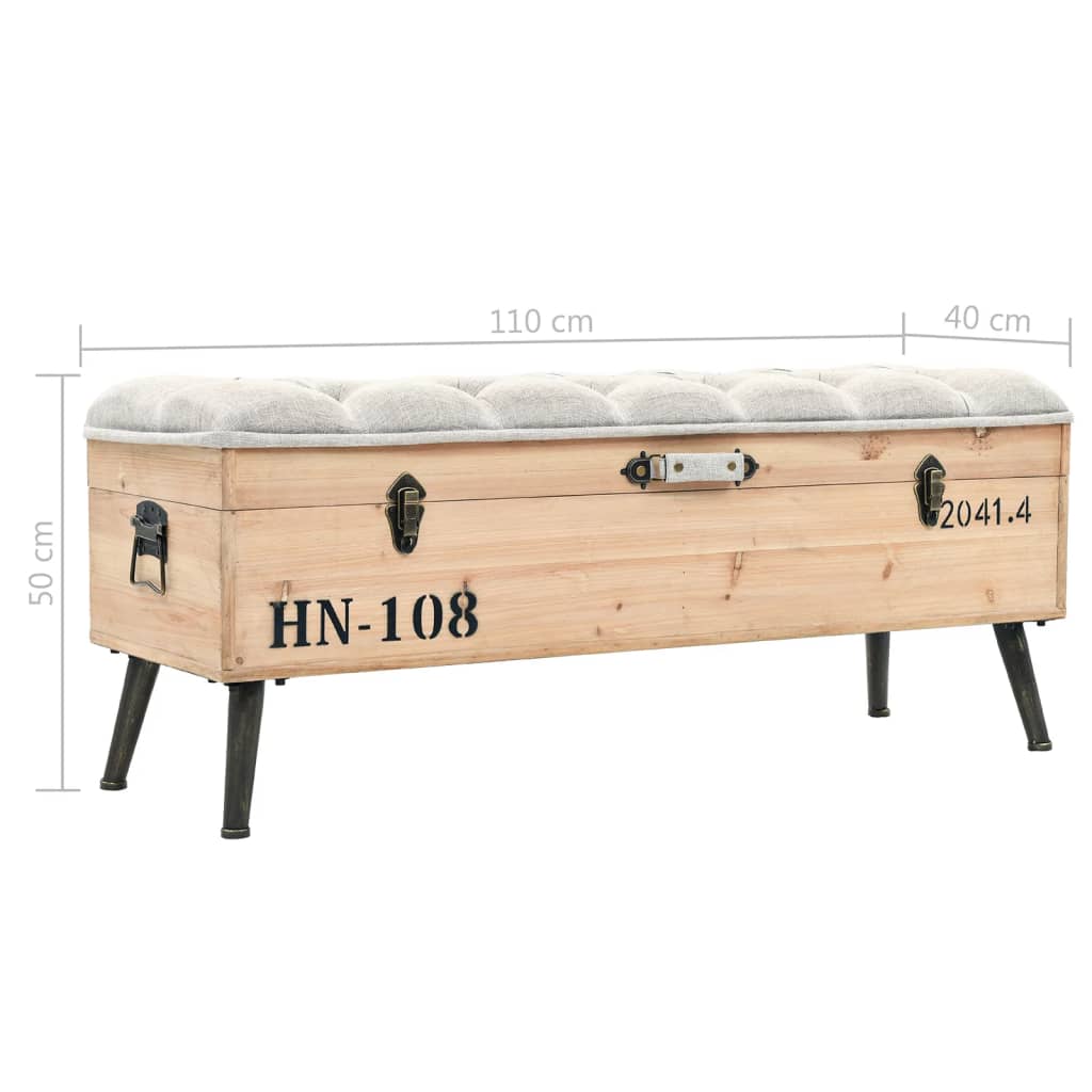 Banc de rangement 110 cm Bois de sapin massif - XIOS