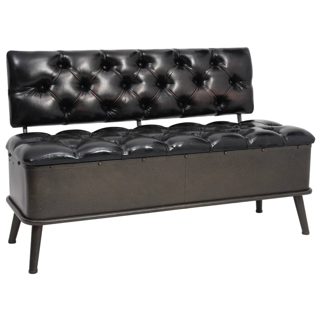 Banc de rangement avec dossier 110 cm Noir Similicuir - XIOS